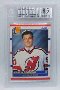 lot 24 image: Martin Brodeur Rookie 1990-91 Score 1st Round Draft Choice No. 439 Beckett Graded 8.5