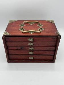 Vintage Chinese Mahjong Game Set with Mahogany Case and Brass Corners (9 x 6 x 6 14)