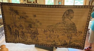 RARE Antique Egyptian Cloth Tapestry of the Great Sphinx (50 x 98)