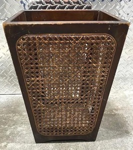 Vintage French Caned Wooden Waste Basket (16 tall)