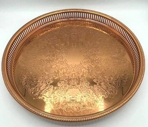 Vintage Copper Craft Guild Solid Copper 15 Round Serving Tray