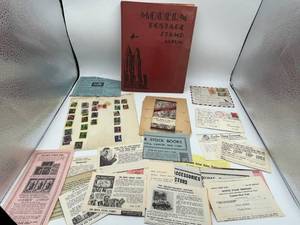 Vintage 1946 Modern Stamp Album with Stamps and Advertisements