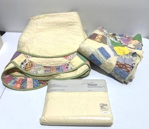 Vintage 68 x 96 Quilt  Vintage Unfinished Quilt  NOS JC Penny King-Size Flat Sheet