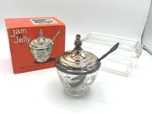 WM Rogers Silverplate Jam n Jelly Condiment Bowl  Pyrex 502-B Refrigerator Dish