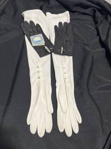Vintage Van Raalte Ladies Nylon 22.5 Formal Opera Gloves (Size 6 12)  Aris French Kid Leather Gloves