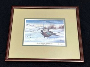 Beautiful Les Kouba Signed Cross Country Pheasants 10 x 12 Framed Art Print