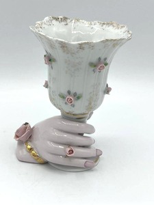 Vintage 5 Bone China Pink Hand Vase