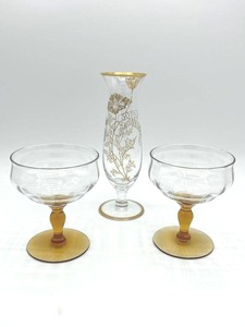 Vintage Dessert Dishes with Amber Stems (4 Tall) & 50th Anniversary Flute