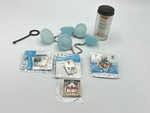 Odds and Ends Collectibles - 2010 Winter Olympics  Antique Button Hook  Miniature Tupperware Containers  Vintage Glass Dental Floss Container