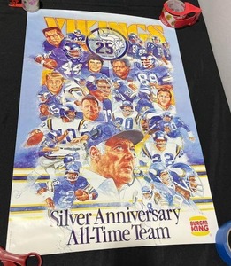 RARE Minnesota Vikings  Burger King Silver Anniversary (1961-1985) Team Poster 19 x 29