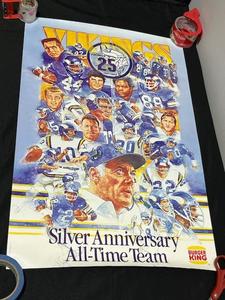 RARE Minnesota Vikings  Burger King Silver Anniversary (1961-1985) All-Star Team Poster 19 x 29