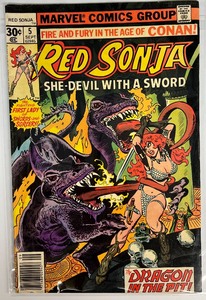 lot 21 image: RED SONJA #5 ($.30), #7 ($.35), #7 ($.60), #11 ($.65) MARVEL COMICS GROUP