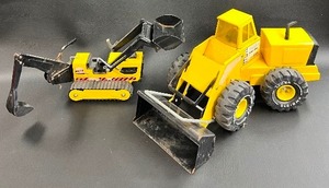 lot 43 image: Vintage TONKA Steel Mighty Front Loader and Backhoe Trencher