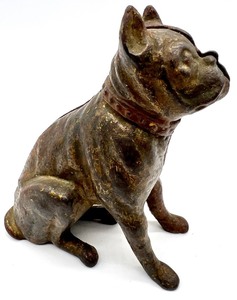 lot 124 image: Vintage Cast Iron Souvenir Possible HUBLEY BULL DOG Bank