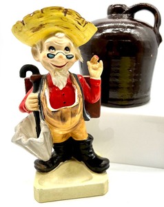 lot 131 image: Vintage Dresser Caddy Old Man with Brown RED WING Unsigned Jug