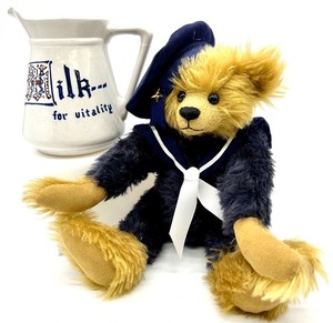 lot 134 image: Vintage Artisan Crafter Mohair Sailor Bear & MILK FOR VITALITY Jug  Pitcher