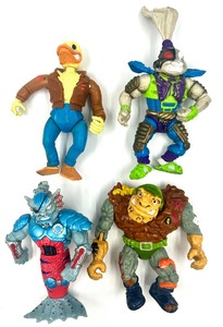 lot 141 image: Vintage TEENAGE MUTANT NINJA TURTLES - Ace Duck 1989, Usagi Yojimbo 1991, Merdude 1992 and General Traag 1989