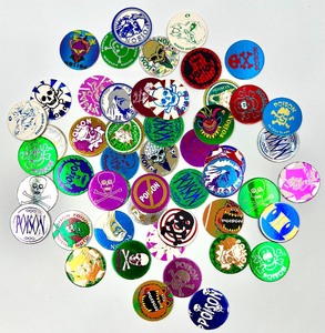 lot 182 image: Retro Vintage Lot of 50 Mixed Skull Poison 1990s POGS