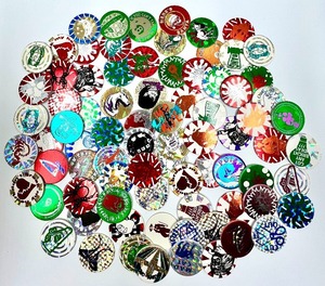 lot 183 image: Retro Vintage Lot of 80 Sparkly, Flashy, Holographic 1990s POGS
