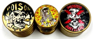 lot 193 image: Retro Vintage Lot of 3 Large Brass Poison 1990s POGS