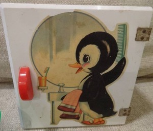 lot 162 image: Vtg Deco CHILLY WILL Decal Kiddie Kabinet Medicine Cabinet  Vanity Items Kids