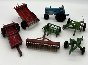 lot 218 image: Vintage Assortment of Farm Implement Toys and Tractor