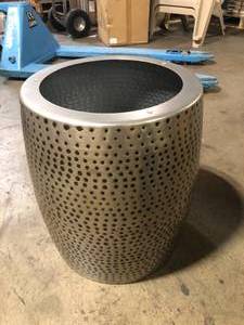 Hampton Bay 20 in. Antique Metal Hammered Garden Drum Stool Customer Returns See Pictures