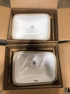 Lot of 2 Glacier Bay 21.5 in. Ceramic Rectangular Undermount Bathroom Sink in White with Overflow Drain   Customer Returns See Pictures