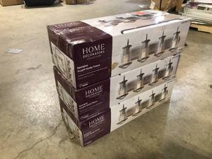Lot of 3 Home Decorators Collection Georgina 30 in. 4-light Weathered Iron Industrial indoor vanity with Clear Seeded Glass Shades Customer Returns See Pictures