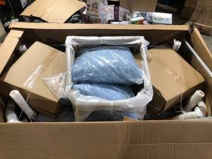 Hampton Bay Southampton 4-Piece Wicker Patio Deep Seating Set with CushionGuard Surf Blue Cushions  Customer Returns See Pictures