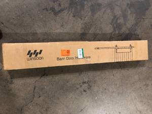 WINSOON 8 ft.96 in. Black Bypass Sliding Barn Hardware Track Kit for Double Wood Doors with Non-Routed Door Guide Customer Returns See Pictures