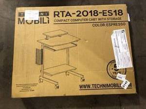 TECHNI MOBILI 28.25 in. Rectangular EspressoChrome Laptop Desk with Keyboard Tray Customer Returns See Pictures