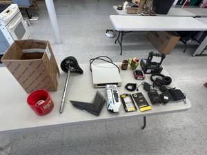 lot 269 image: Everything on Table - Electronics, Shelf Brackets, Electrical Supplies