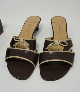lot 8 image: Bandolino NWB Ladies BDMarquee Dark Brown Natural Leather Shoe Heels Sandal Womens Size 8.5M