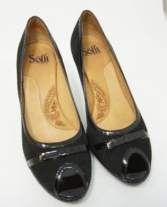 lot 9 image: Sofft NWB Ladies Gayle Black Leather High-Heel Peep-Toe Shoes Womens Size 8.5M