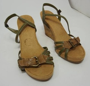lot 14 image: Aerosoles NWB Plush Around Wedge Mid Green Combo Shoe Wedge Sandal Womens 8.5M