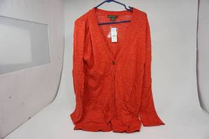 lot 50 image: Eddie Bauer Long Cardi Orange XL NEW WITH TAGS