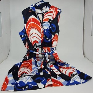 lot 57 image: Talbots Womens Shirt Dress Blue Red Leaf Print Button-Up Collar Neck Size22