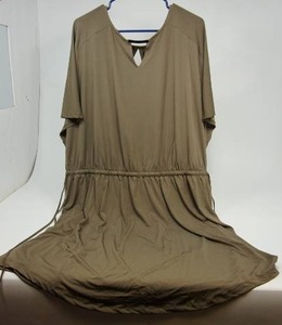 lot 62 image: H by Halston Jet Set Drawstring Jersey Knit Dress Brown Taupe Sz 2X