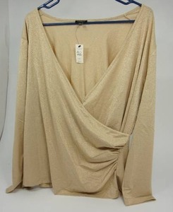 lot 71 image: Talbots Woman Petites 2XP NWT Textured Cream V-Neck Wrap Long Sleeve Blouse