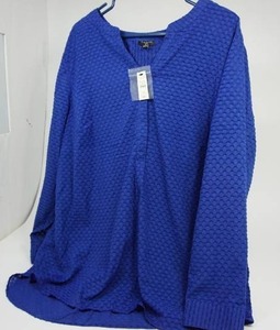 lot 72 image: Talbots Woman 2X NWT Textured V-Neck Popover Blouse Royal Blue