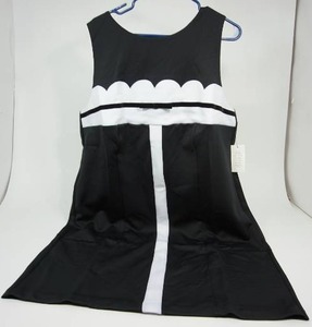 lot 76 image: Eloquii Womens NWT Size 22 Scallop A-Line Sleeveless Dress Black White