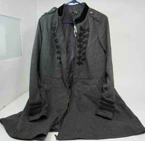 lot 77 image: TORRID Womans Size 2 NWT Charcoal Herrington Wool Military Fit and Flare Zipper Coat Petticoat
