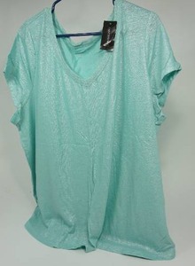 lot 79 image: Lane Bryant Womans 2224 NWT Mint Green Foil Tee Short Sleeve Blouse