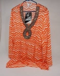 lot 80 image: Attitudes by Renee Womans NWT Size 2x Blouse Tunic Orange White