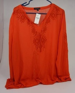 lot 81 image: Lane Bryant Womans Size 2224 NWT Orange Boho Blouse Size Embellishment