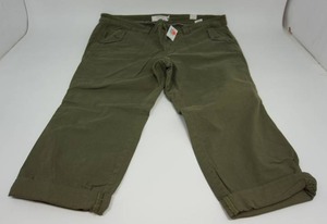 lot 97 image: TORRID First at Fit Womens NWT Size 22 Army Green Button Zipper Stretch Belted Four Pocket Rolled Cuff Capri Pant