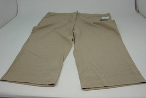 lot 117 image: Maurices Womans NWT Size 22 Smart Capri Tan Khaki Stretch Belted Band Pant Button Double Clip Zipper Front
