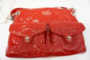 lot 137 image: COACH Authentic NWT Poppy Legacy Hippie Crossbody Bag Purse Magenta Liquid Gloss
