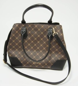 lot 143 image: Nine West Brooklyn Jet Set Carryall Satchel Purse BrownBlack Faux Leather